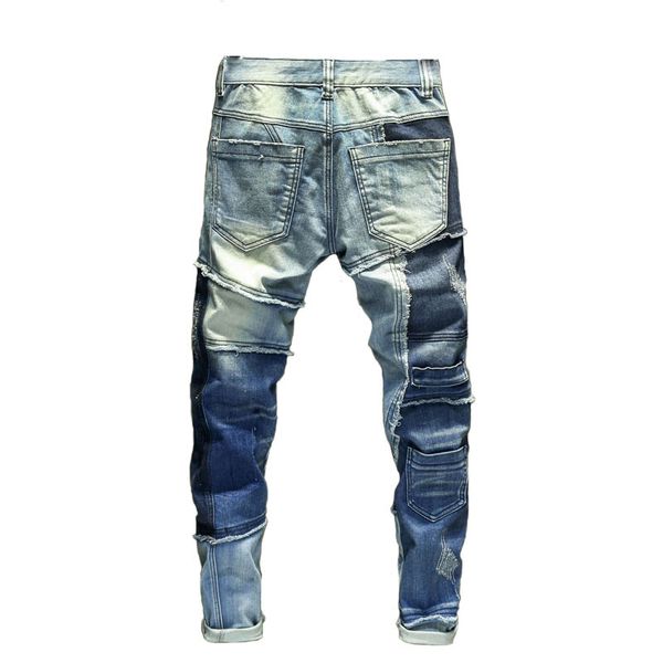 new men's male retro stitching motorcycle jeans 2020 slim cat claw feet personality trendy youth long pants trousers, Blue
new men's male retro stitching motorcycle jeans 2020 slim cat claw feet personality trendy youth long pants trousers, Blue