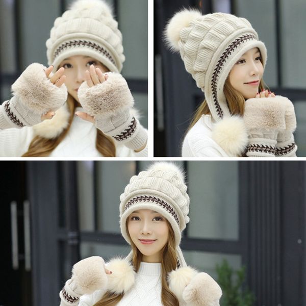 beanie/skull caps winter knitted hats with gloves sets women keep warm beanie wool ski fashion bonnet suits thick plush warmer, Blue;gray
beanie/skull caps winter knitted hats with gloves sets women keep warm beanie wool ski fashion bonnet suits thick plush warmer, Blue;gray