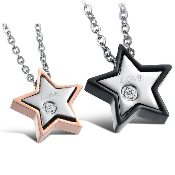 brand design star love couple necklace pendant for women men trendy stainless steel rose gold pendant for lover jewelry gifts, Silver
brand design star love couple necklace pendant for women men trendy stainless steel rose gold pendant for lover jewelry gifts, Silver