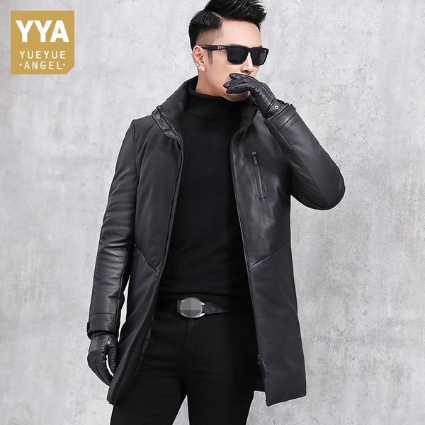 new brand real leather down jacket men winter stand collar thick casual trench coat fashion biker slim black down outerwear male
new brand real leather down jacket men winter stand collar thick casual trench coat fashion biker slim black down outerwear male