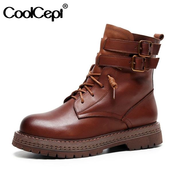 boots coolcept real leather women ankle zipper metal buckle flats shoes round toe warm party footwear size 35-40, Black
boots coolcept real leather women ankle zipper metal buckle flats shoes round toe warm party footwear size 35-40, Black
