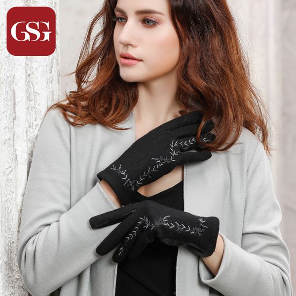 five fingers gloves fashion winter women wool & leather for ladies flower embroidery short female elegant grey guantes mujer, Blue;gray
five fingers gloves fashion winter women wool & leather for ladies flower embroidery short female elegant grey guantes mujer, Blue;gray