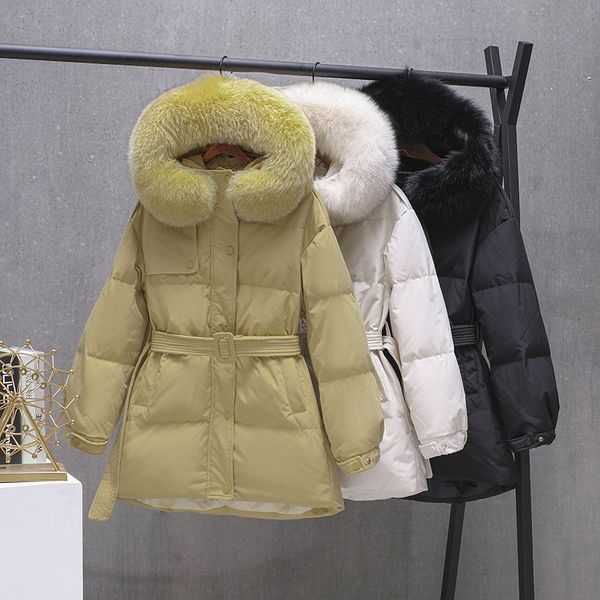 women's down & parkas natural fur women jacket real with hooded middle long warm coat waisted fashionable korean yellow parka outerwear, Black
women's down & parkas natural fur women jacket real with hooded middle long warm coat waisted fashionable korean yellow parka outerwear, Black