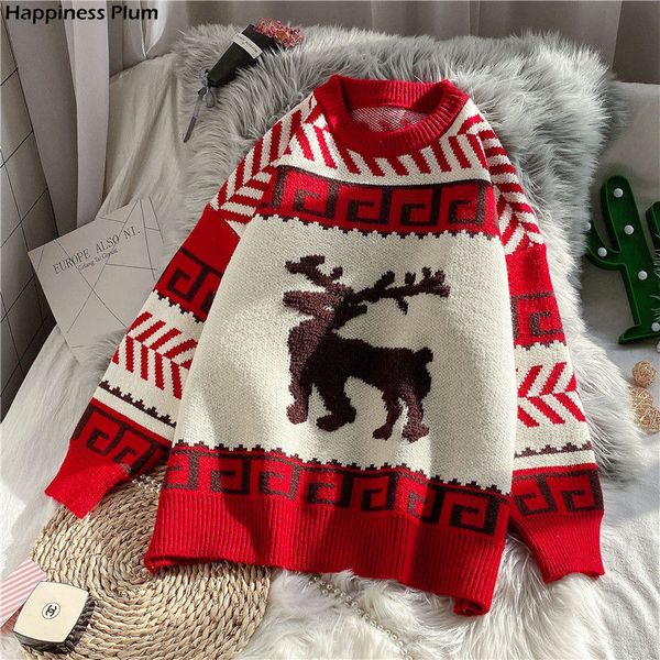 women's sweaters red christmas elk pullover sweater women winter 2021 thicken loose round neck long sleeves sweet casual ins knitted to, White;black
women's sweaters red christmas elk pullover sweater women winter 2021 thicken loose round neck long sleeves sweet casual ins knitted to, White;black