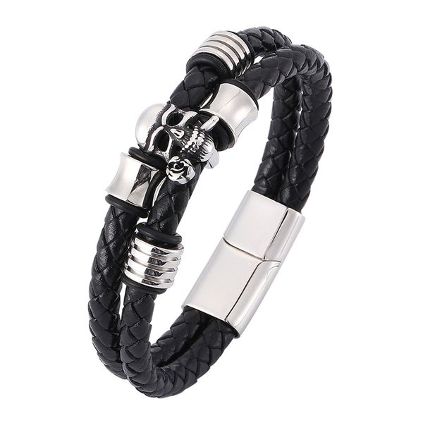 charm bracelets punk skull rose multi-layer bracelet of men braided rope leather women jewelry bb0373, Golden;silver
charm bracelets punk skull rose multi-layer bracelet of men braided rope leather women jewelry bb0373, Golden;silver