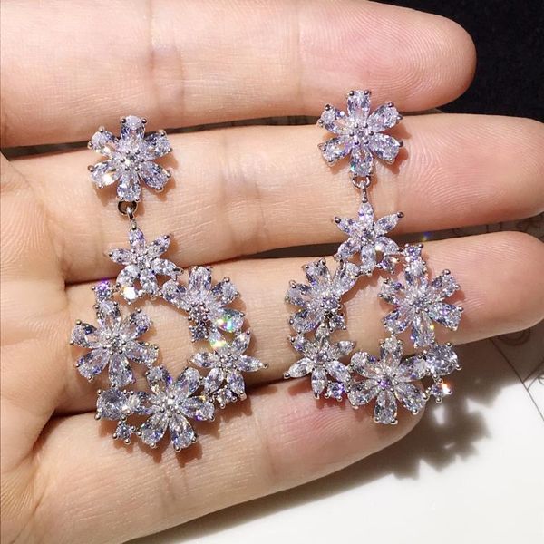dangle & chandelier grade stunning multicolour yellow pink cubic zirconia crystal cute big flower drop earrings for women wedding jewelr, Silver
dangle & chandelier grade stunning multicolour yellow pink cubic zirconia crystal cute big flower drop earrings for women wedding jewelr, Silver