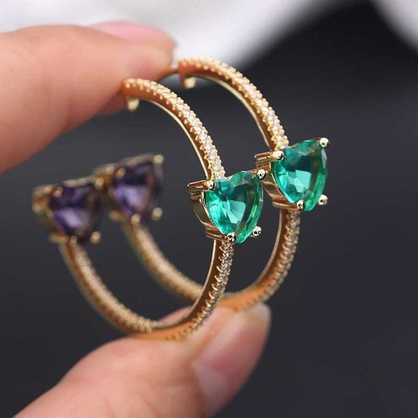 Luxury Gold Color Hoop Earrings Colorful Heart Crystal Circle Round Earrings Sparkling white Zircon Female Fashion Party Jewelry, Golden;silver
Luxury Gold Color Hoop Earrings Colorful Heart Crystal Circle Round Earrings Sparkling white Zircon Female Fashion Party Jewelry, Golden;silver
