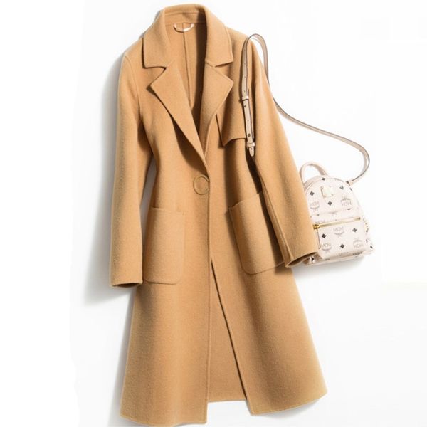 women's wool & blends double-faced cashmere coat long 2021 outerwear female winter woolen coats m450, Black
women's wool & blends double-faced cashmere coat long 2021 outerwear female winter woolen coats m450, Black