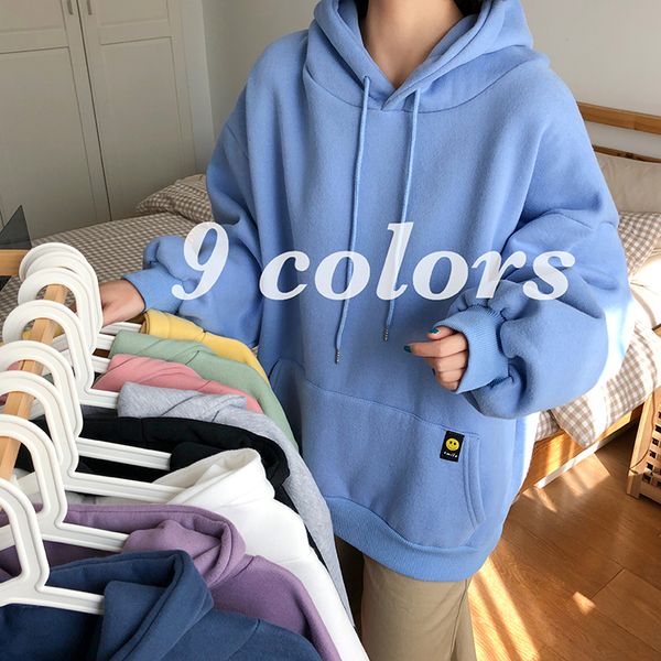 woman's solid 9colors korean bf hooded sweatshirts female 2020 cotton thicken warm hoodies lady spring fashion, Black
woman's solid 9colors korean bf hooded sweatshirts female 2020 cotton thicken warm hoodies lady spring fashion, Black