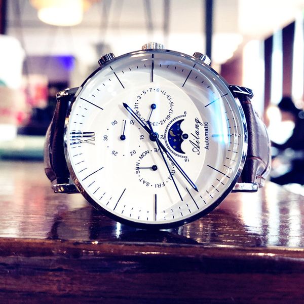 men's mechanical watch automatic new concept leather belt fashion trend waterproof watch, Slivery;brown
men's mechanical watch automatic new concept leather belt fashion trend waterproof watch, Slivery;brown