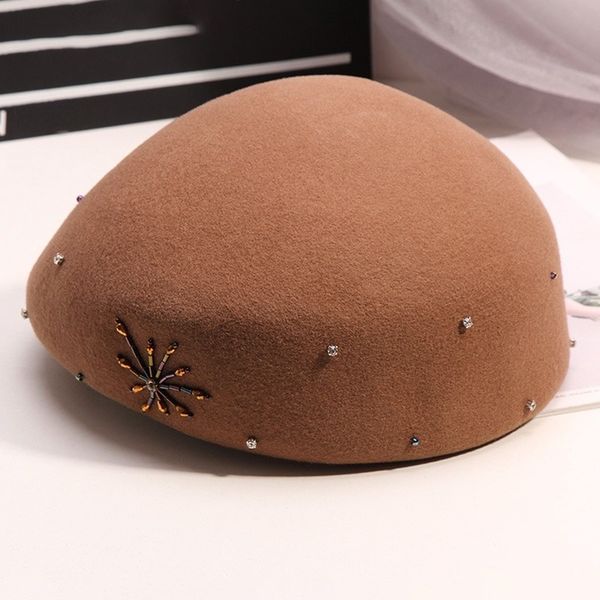 berets h785 women simple beret hat fall winter rhinestone wool felt cap student girl korean british retro elegant shopping party hats, Blue;gray
berets h785 women simple beret hat fall winter rhinestone wool felt cap student girl korean british retro elegant shopping party hats, Blue;gray