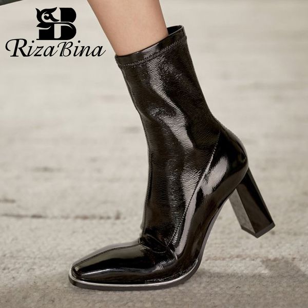 boots rizabina 2021 fashion ankle for women square toe thick high heel slip on sock party street footwear size 34-39, Black
boots rizabina 2021 fashion ankle for women square toe thick high heel slip on sock party street footwear size 34-39, Black