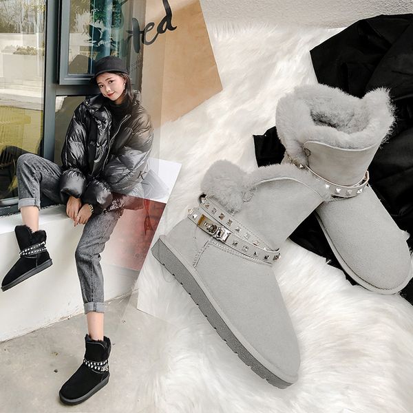 ankle boots women's new winter shoes cow leather rivet keep warm snow boots women's shoes zapatos mujer, Black
ankle boots women's new winter shoes cow leather rivet keep warm snow boots women's shoes zapatos mujer, Black