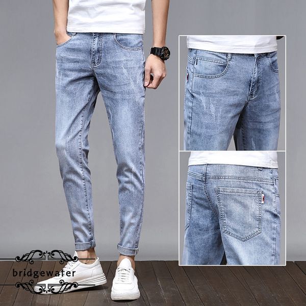 men's jeans summer fashion all-match thin mens washed youth dark gray casual ankle-length pants, Blue
men's jeans summer fashion all-match thin mens washed youth dark gray casual ankle-length pants, Blue