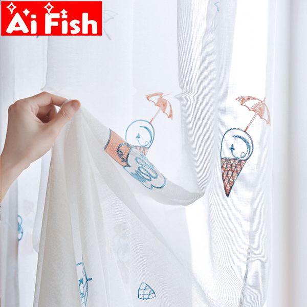 children's curtain embroidered cartoon ice cream cute design pattern white gauze for boy girl bedroom window panel my502#3
children's curtain embroidered cartoon ice cream cute design pattern white gauze for boy girl bedroom window panel my502#3