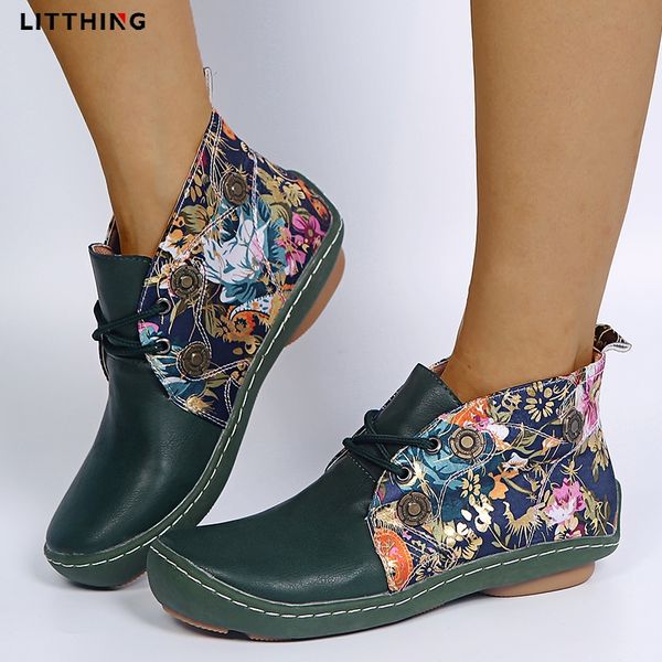 litthing winter women ankle boots low heels shoes ladies vintage pu leather booties floral print shoes for women female de mujer, Black
litthing winter women ankle boots low heels shoes ladies vintage pu leather booties floral print shoes for women female de mujer, Black