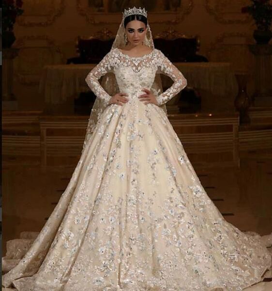 new lace long sleeves a-line wedding dresses lace appliques beaded bridal gowns middle east dubai wedding gowns robe de mariee aq171, White
new lace long sleeves a-line wedding dresses lace appliques beaded bridal gowns middle east dubai wedding gowns robe de mariee aq171, White