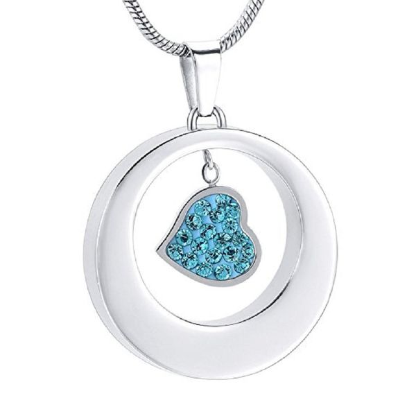 memorial jewelry for ashes circle of life stainless steel cremation pendants necklace with blue crystal heart charm, Silver
memorial jewelry for ashes circle of life stainless steel cremation pendants necklace with blue crystal heart charm, Silver