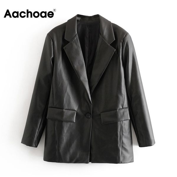 aachoae women pu faux leather blazer suit long sleeve streetwear black jacket coat notched collar loose pockets casual blazers, White;black
aachoae women pu faux leather blazer suit long sleeve streetwear black jacket coat notched collar loose pockets casual blazers, White;black