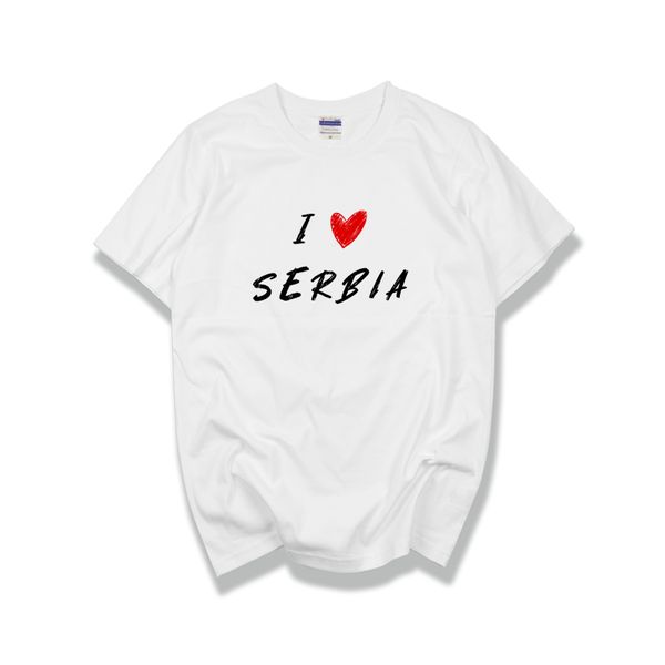 i love serbia men women's short sleeve t-shirt 100% cotton male female tee top