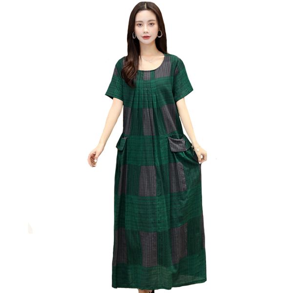 plus size dress elegant short sleeve linen vintage summer dress with pockets o-neck loose casual summer long women clothes, White;black
plus size dress elegant short sleeve linen vintage summer dress with pockets o-neck loose casual summer long women clothes, White;black
