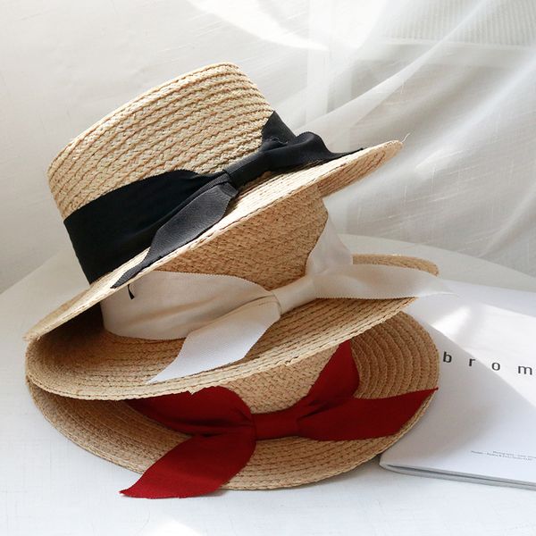 new simple women summer beach raffia black white ribbon hat bow temperament flat straw hats women's sea beach hat, Blue;gray
new simple women summer beach raffia black white ribbon hat bow temperament flat straw hats women's sea beach hat, Blue;gray