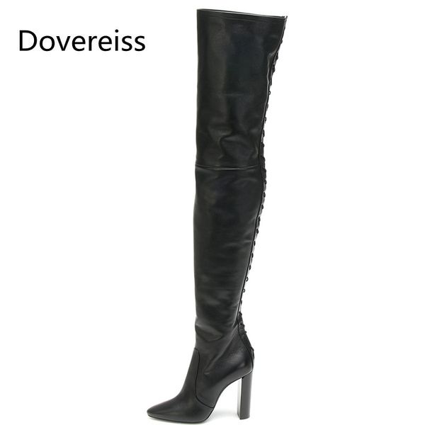 boots dovereiss fashion women's shoes winter pointed toe zipper elegant chunky heels over the knee lace up mature 33-48, Black
boots dovereiss fashion women's shoes winter pointed toe zipper elegant chunky heels over the knee lace up mature 33-48, Black