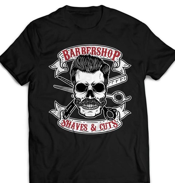 babershop skull wings shaves and cuts hairstylist hipster customized t-shirt 2019 new o-neck t shirt men design your own shirt