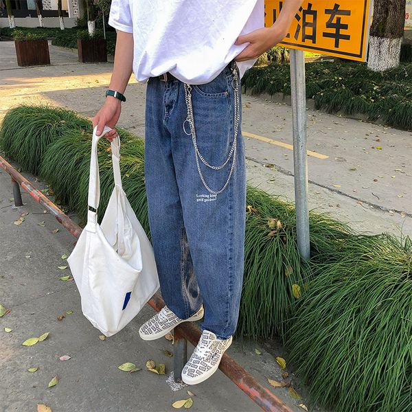 men's jeans spring autumn casual denim style light-colored loose-fitting youth korean straight pants all-match, Blue
men's jeans spring autumn casual denim style light-colored loose-fitting youth korean straight pants all-match, Blue