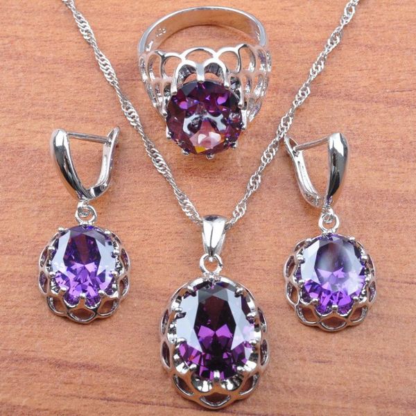 earrings & necklace natural purple crystal for women wedding jewelry costume sets ring set anniversary present js0166, Silver
earrings & necklace natural purple crystal for women wedding jewelry costume sets ring set anniversary present js0166, Silver