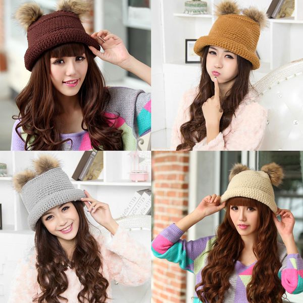 women winter warm lovely knitted roll-up hem bucket hat raccoon ball cap ths88, Blue;gray
women winter warm lovely knitted roll-up hem bucket hat raccoon ball cap ths88, Blue;gray