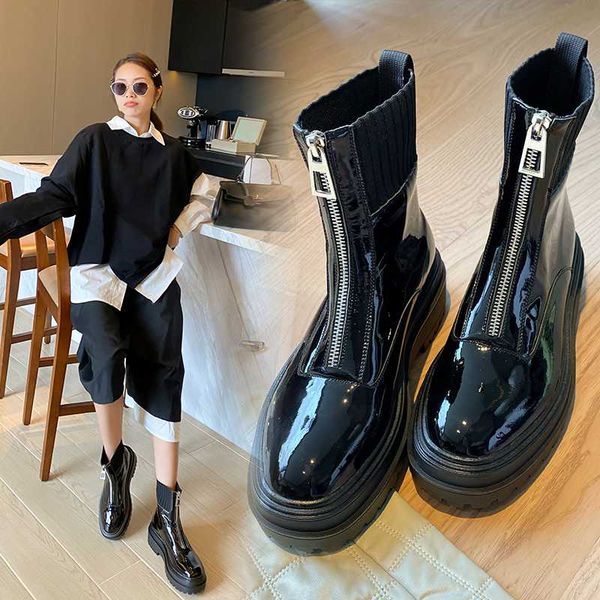 boots women ankle natural leather+flyknik boot tube trifle bottom front zipper outdoor online celebrity patent leather, Black
boots women ankle natural leather+flyknik boot tube trifle bottom front zipper outdoor online celebrity patent leather, Black