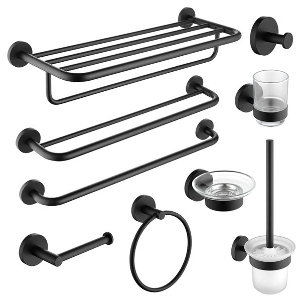 black matte stainless steel bathroom hardware towel rail rack roll paper holder toilet brush holder bathroom accessories
black matte stainless steel bathroom hardware towel rail rack roll paper holder toilet brush holder bathroom accessories
