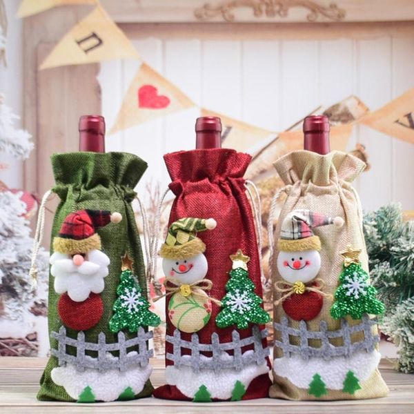 merry christmas luxury faux fur christmas bottle bags gift wine bottle cover new year decorations home decor ornaments