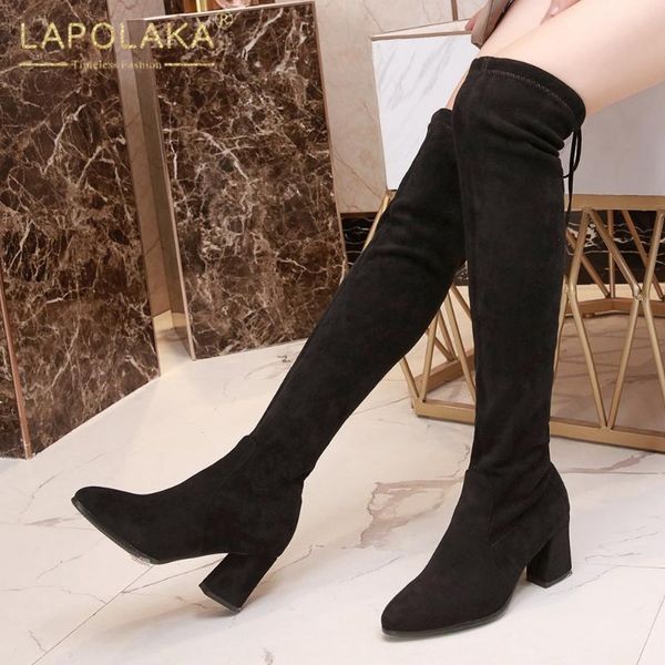 lapolaka 2020 new fashion large size 43 thick high heels stretch boots woman shoes slip on ins over the knee boots ladies, Black
lapolaka 2020 new fashion large size 43 thick high heels stretch boots woman shoes slip on ins over the knee boots ladies, Black