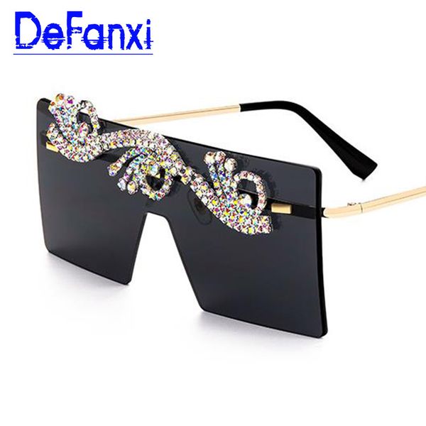 2020 trends crystal oversized rimless glasses female male square sunglasses retro black shades for women uv protection, White;black
2020 trends crystal oversized rimless glasses female male square sunglasses retro black shades for women uv protection, White;black