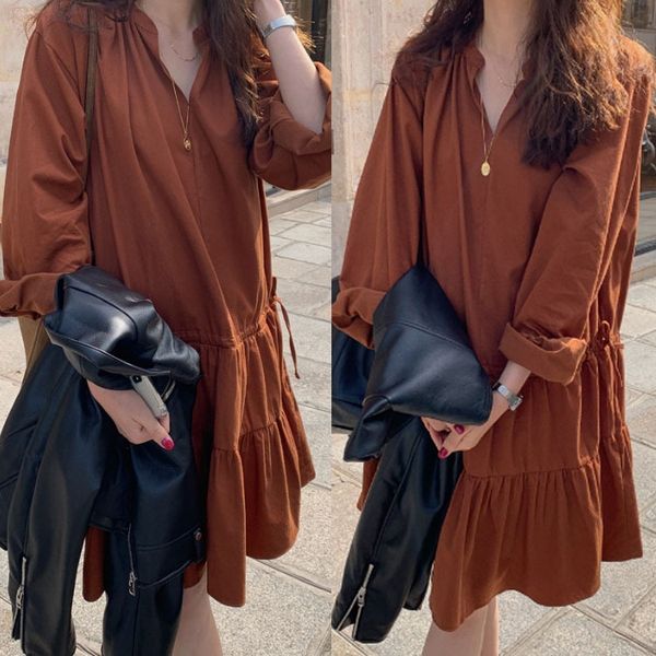 large size 2020 autumn new cute simple loose casual long sleeve dress all-match dress qlvcn, Black;gray
large size 2020 autumn new cute simple loose casual long sleeve dress all-match dress qlvcn, Black;gray