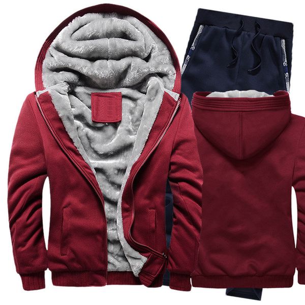 men's tracksuits winter jackets fashion casual hoodie thicken warm wool fleece zipper sweatshirt+pants 2 piece set, Gray
men's tracksuits winter jackets fashion casual hoodie thicken warm wool fleece zipper sweatshirt+pants 2 piece set, Gray
