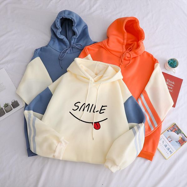 sweatshirts women smil print fashion casual hoody warm solid pullover contrast color patchwork female hip hop streetwear, Black
sweatshirts women smil print fashion casual hoody warm solid pullover contrast color patchwork female hip hop streetwear, Black