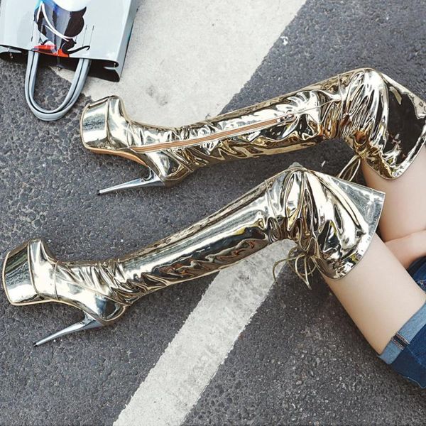 boots thigh high over the knee women 14cm thin heels t show pointy toe club party shoes gold silver pink plus size 48, Black
boots thigh high over the knee women 14cm thin heels t show pointy toe club party shoes gold silver pink plus size 48, Black