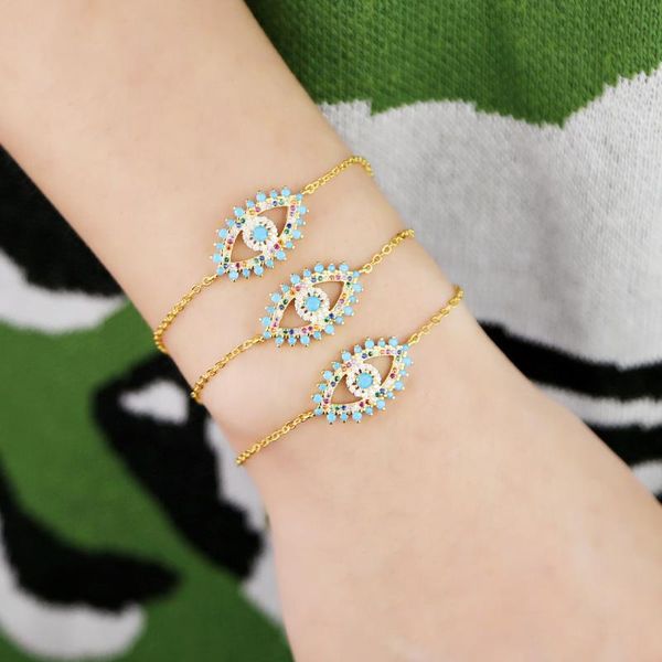 2020 fashion rainbow turkish blue eye bracelets tiny colorful cz setting thin chain gold filled turquoises bangle women jewelry, Black
2020 fashion rainbow turkish blue eye bracelets tiny colorful cz setting thin chain gold filled turquoises bangle women jewelry, Black