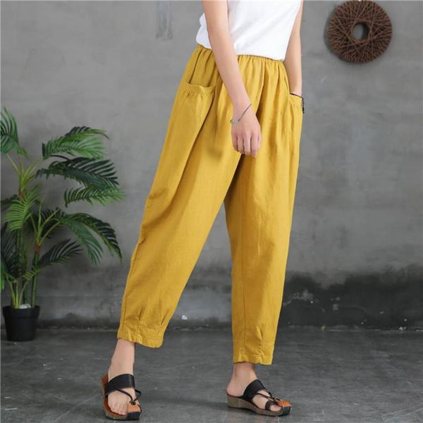 johnature autumn new 2020 cotton linen comfortable elastic waist ankle-length pants loose leisure 5 color all-match women pants, Black;white
johnature autumn new 2020 cotton linen comfortable elastic waist ankle-length pants loose leisure 5 color all-match women pants, Black;white