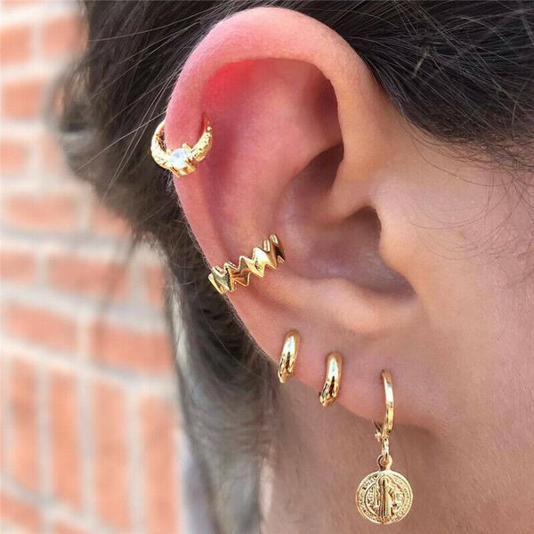 5pcs/set zircon crystal stud earrings for women girls gold punk hoop band jesus earrings clip oorbellen boucle d'oreille brincos, Golden;silver
5pcs/set zircon crystal stud earrings for women girls gold punk hoop band jesus earrings clip oorbellen boucle d'oreille brincos, Golden;silver