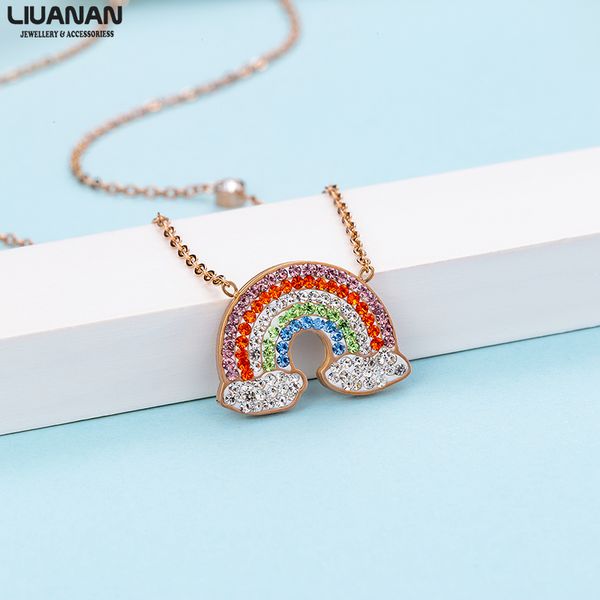 colorful rainbow pendant necklace for women girls sweet rainbow crystal necklace stainless steel cute jewelry, Silver
colorful rainbow pendant necklace for women girls sweet rainbow crystal necklace stainless steel cute jewelry, Silver