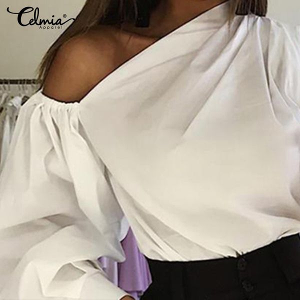 women's blouses & shirts 2021 celmia women cold shoulder fashion long sleeve plus size solid casual loose ladies elegant work blusas, White
women's blouses & shirts 2021 celmia women cold shoulder fashion long sleeve plus size solid casual loose ladies elegant work blusas, White