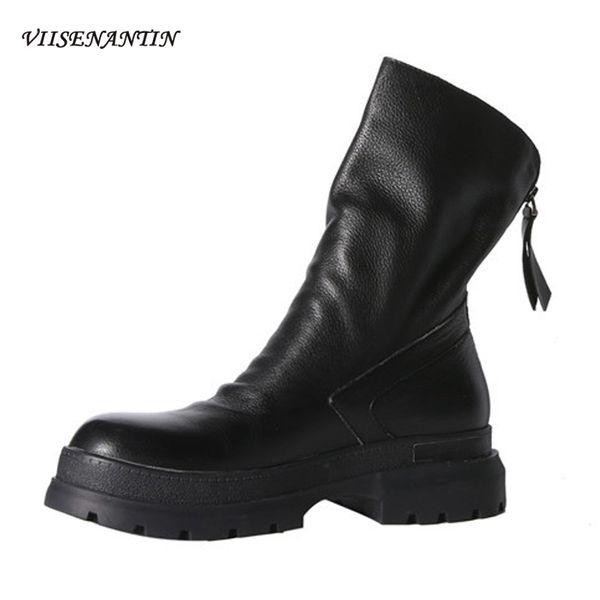 boots handsome british style back zipper ankle round toe thick bottom heel middle tube casual all-match women short, Black
boots handsome british style back zipper ankle round toe thick bottom heel middle tube casual all-match women short, Black
