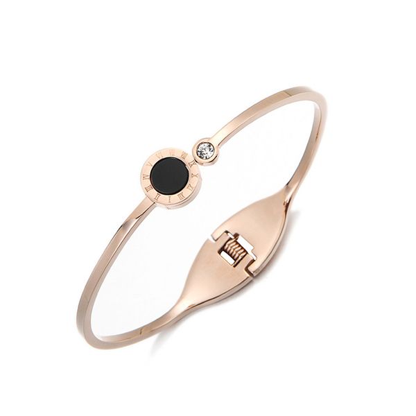 fashion jewelry female rose gold cuff bracelets for women roman numeral stainless steel bracelet bangle with crystals, Black
fashion jewelry female rose gold cuff bracelets for women roman numeral stainless steel bracelet bangle with crystals, Black