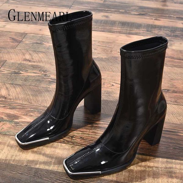 boots women ankle skinny snow shoes metal square toe thick heel patent leather shigh boot stretch handsome, Black
boots women ankle skinny snow shoes metal square toe thick heel patent leather shigh boot stretch handsome, Black