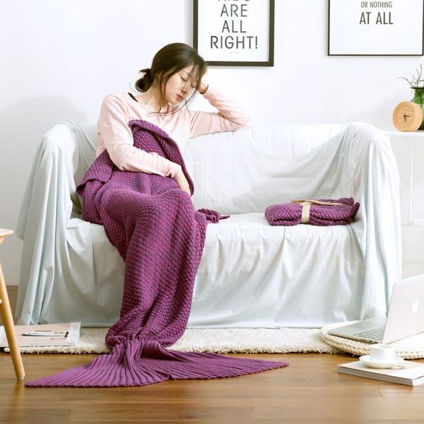 3color mermaid tail solid color blanket yarn knitted crochet throw bed wrap super soft household sleeping bed 60x130cm for girls
3color mermaid tail solid color blanket yarn knitted crochet throw bed wrap super soft household sleeping bed 60x130cm for girls