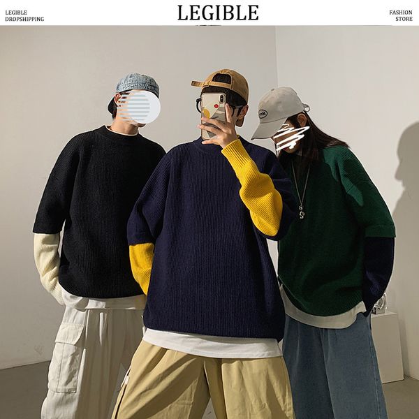 men's sweaters legible korean o neck long sleeve men 2021 autumn casual knitted pullovers warm oversized male clothes, White;black
men's sweaters legible korean o neck long sleeve men 2021 autumn casual knitted pullovers warm oversized male clothes, White;black
